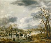 Aert van der Neer Scene on the ice outside the town walls oil painting reproduction